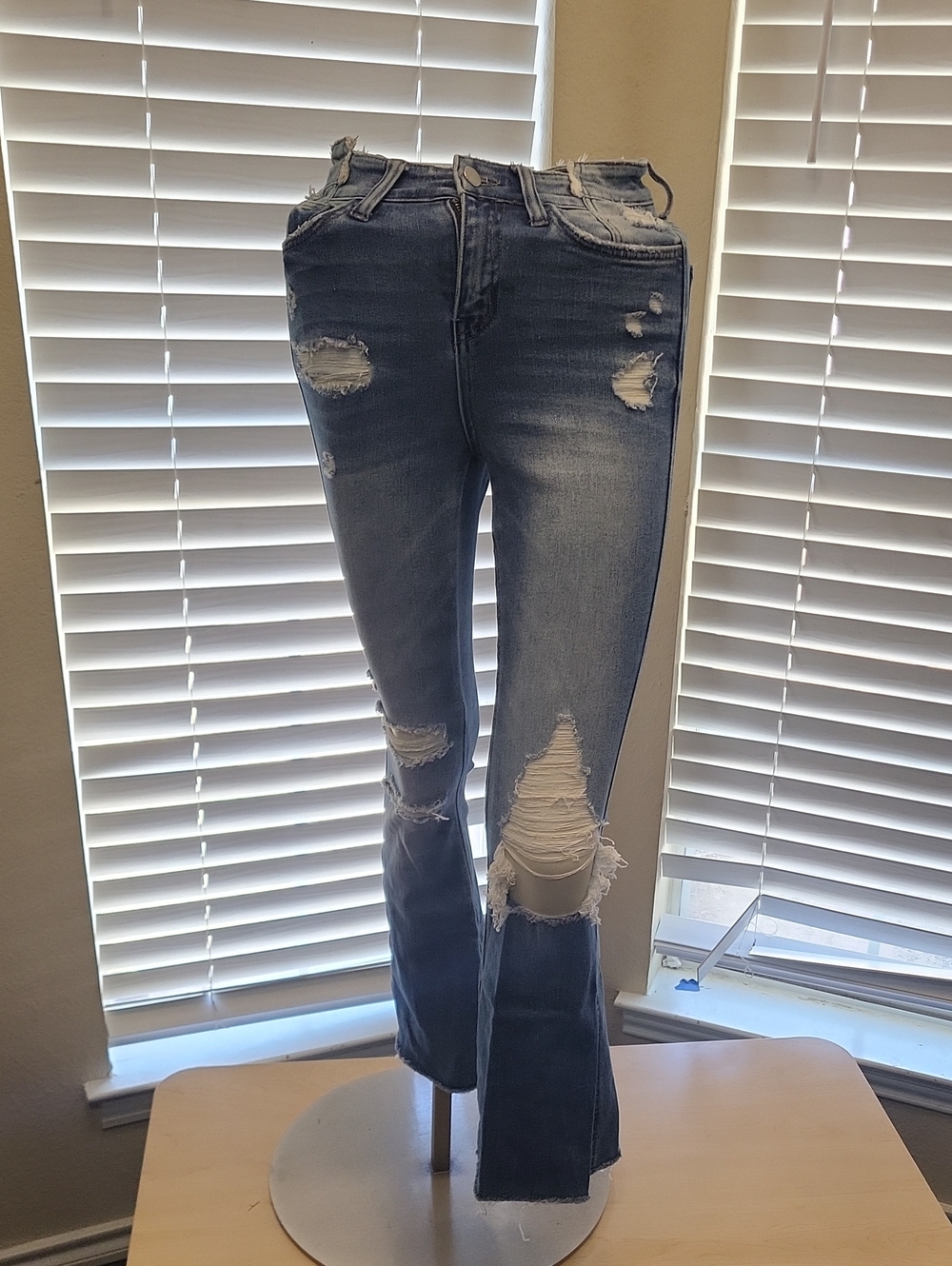 Distressed Women's Blue Flare Jeans